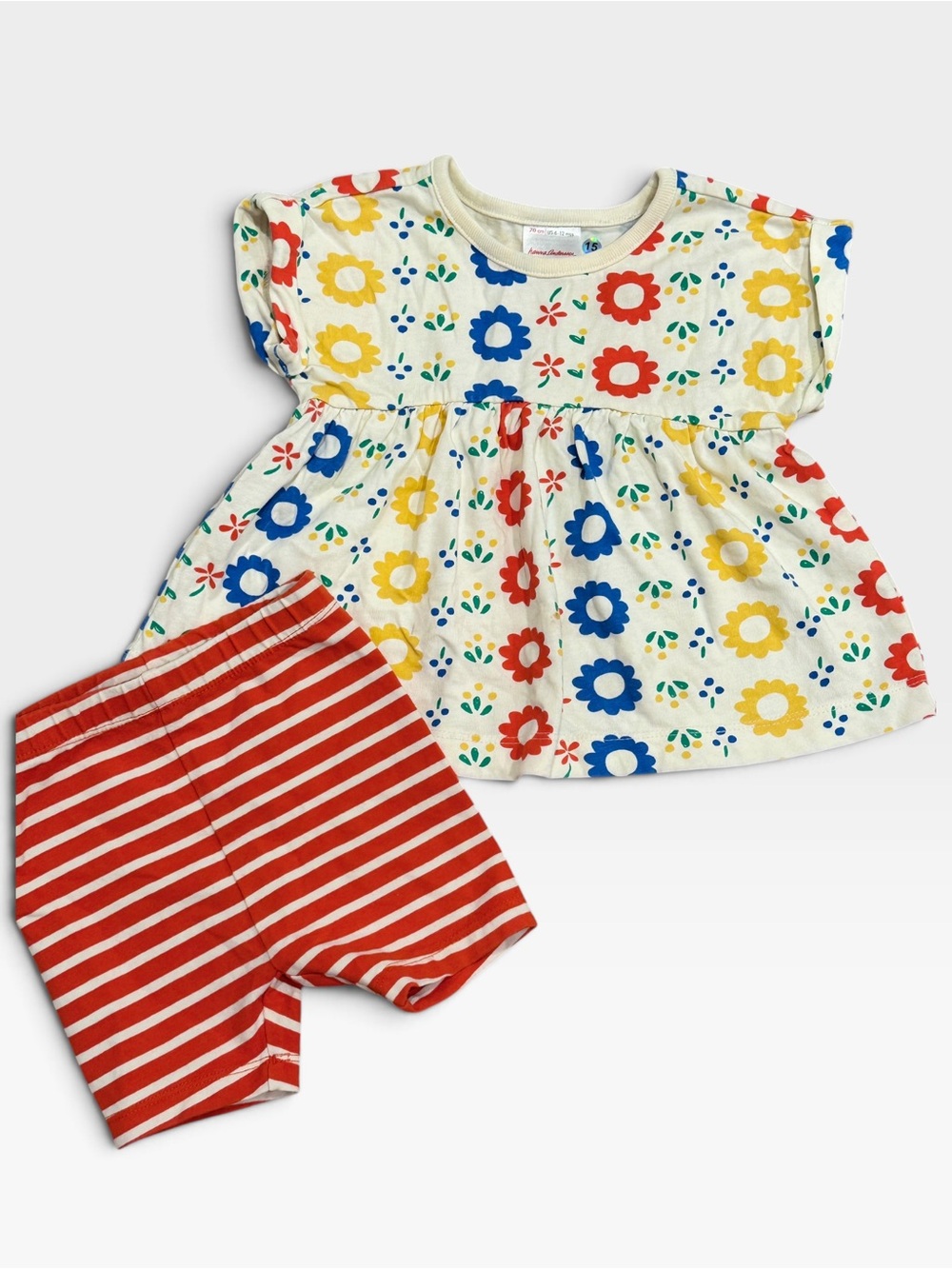 Hanna Andersson Floral Peplum Shorts 2 Piece Set 6-12M Baby Girl Cotton Summer